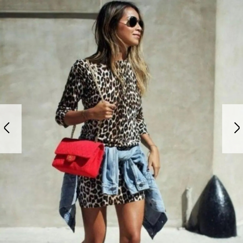 Equipment Femme Aubrey Silk Leopard Print Shift Dress Size L NWT Mini Pockets - Picture 4 of 13